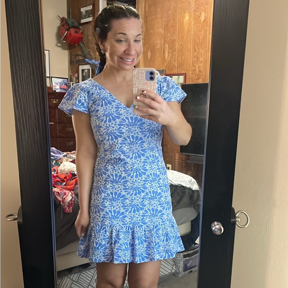 LOFT Blue and White Floral Dress